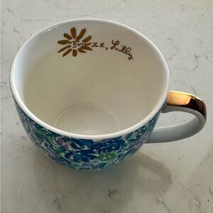 Lilly Pulitzer Blue and Green Floral Mug with Gold Handle
